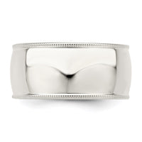 Sterling Silver 10mm Comfort Fit Milgrain Size 10 Band