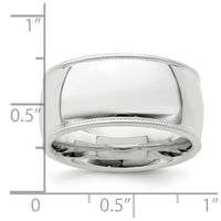 Sterling Silver 10mm Comfort Fit Milgrain Size 6 Band