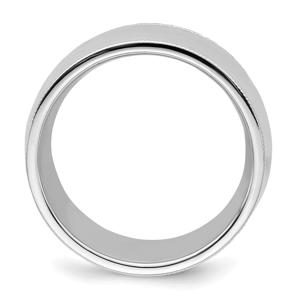 Sterling Silver Rhodium-plated 10mm Comfort Fit Milgrain Size 12.5 Band