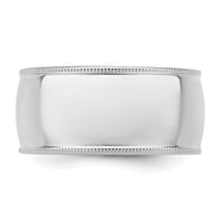Sterling Silver Rhodium-plated 10mm Comfort Fit Milgrain Size 8.5 Band