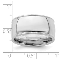 Sterling Silver Rhodium-plated 10mm Comfort Fit Milgrain Size 9 Band