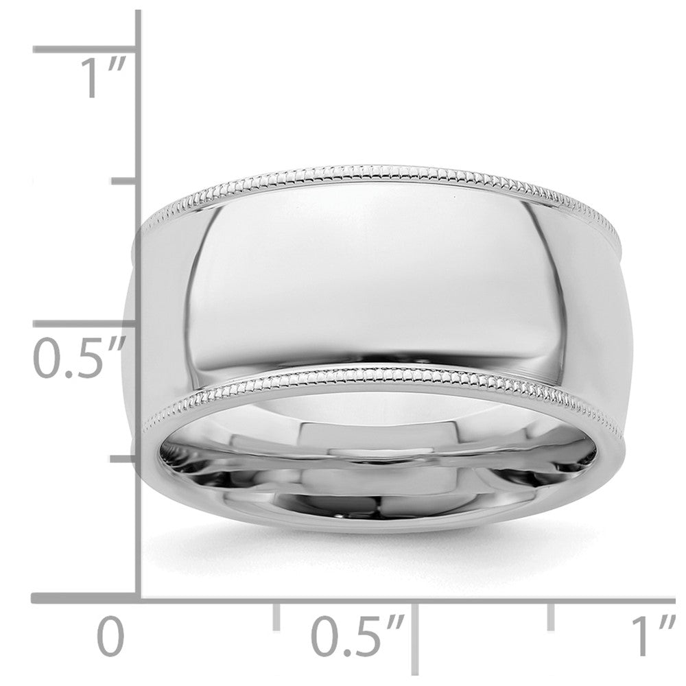 Sterling Silver Rhodium-plated 10mm Comfort Fit Milgrain Size 5 Band