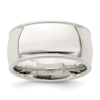 Sterling Silver 10mm Comfort Fit Milgrain Size 10 Band