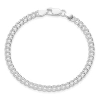 Sterling Silver Rhodium-plated 4.25mm Double Link Charm Bracelet
