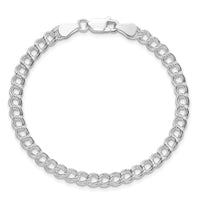 Sterling Silver Rhodium-plated 5mm Double Link Charm Bracelet
