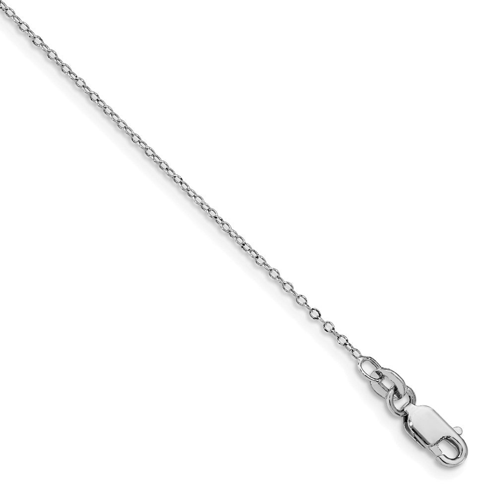 Sterling Silver Rhodium-plated 1mm Cable Chain Anklet