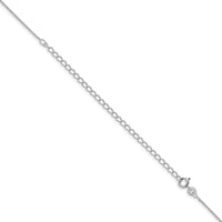 Sterling Silver Rhodium-plated 1mm Cable Chain w/4in ext.