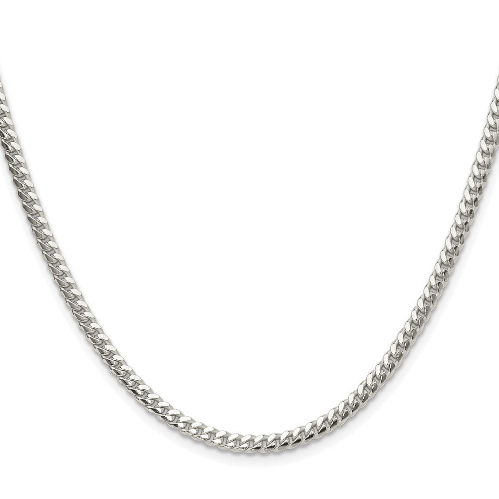 Sterling Silver Rhodium-plated Polished 3.4mm Domed Curb Chain