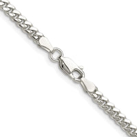 Sterling Silver Rhodium-plated Polished 3.4mm Domed Curb Chain