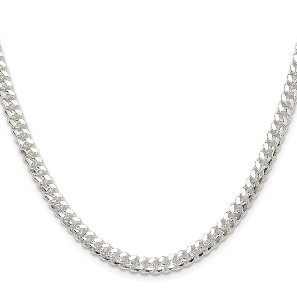 Sterling Silver Rhodium-plated Polished 5.7mm Domed Curb Chain