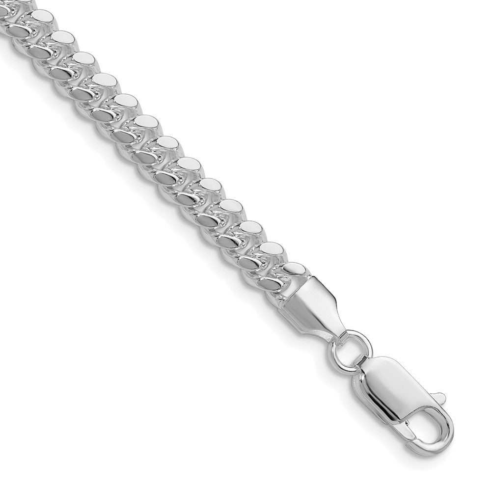 Sterling Silver Rhodium-plated Polished 5.7mm Domed Curb Chain
