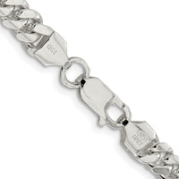 Sterling Silver Rhodium-plated 6.4mm Polished Domed Curb Chain