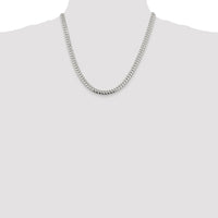 Sterling Silver Rhodium-plated 6.4mm Polished Domed Curb Chain