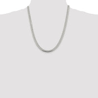 Sterling Silver Rhodium-plated 6.4mm Polished Domed Curb Chain