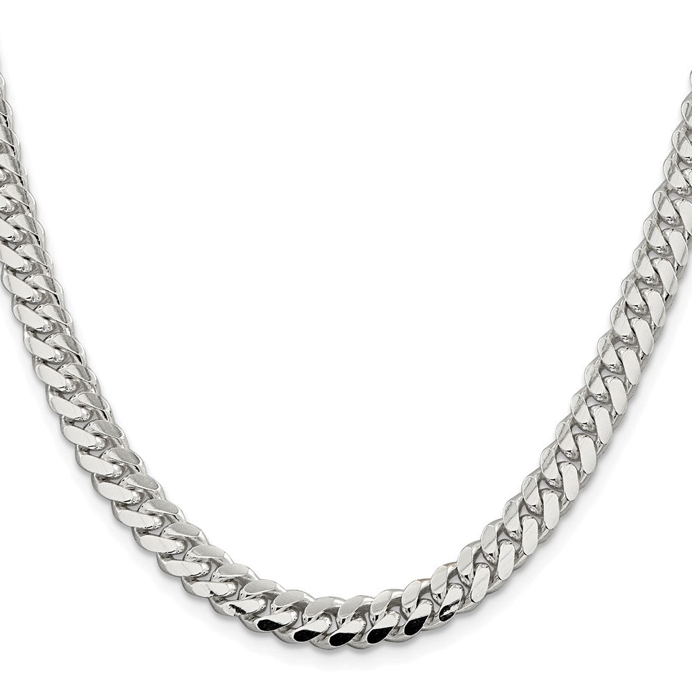 Sterling Silver Rhodium-plated 7.0mm Polished Domed Curb Chain