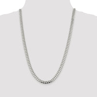 Sterling Silver Rhodium-plated 7.0mm Polished Domed Curb Chain
