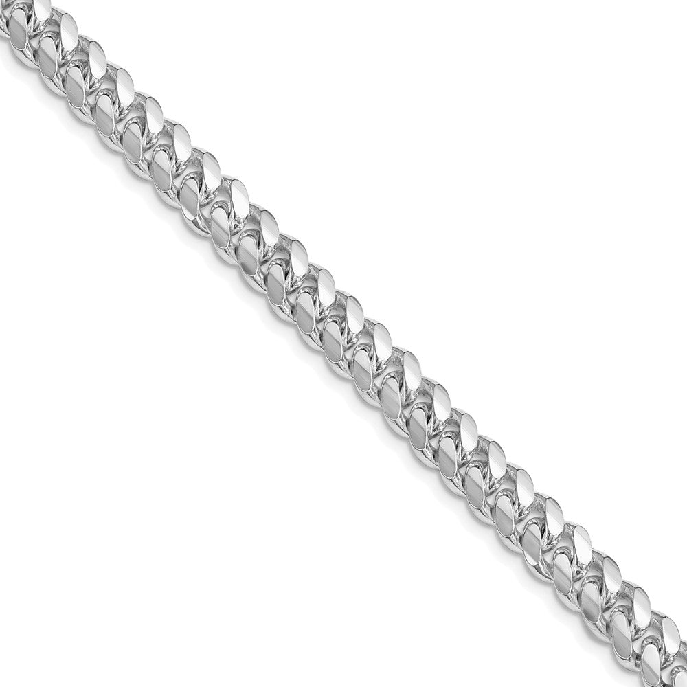 Sterling Silver Rhodium-plated 7.0mm Polished Domed Curb Chain