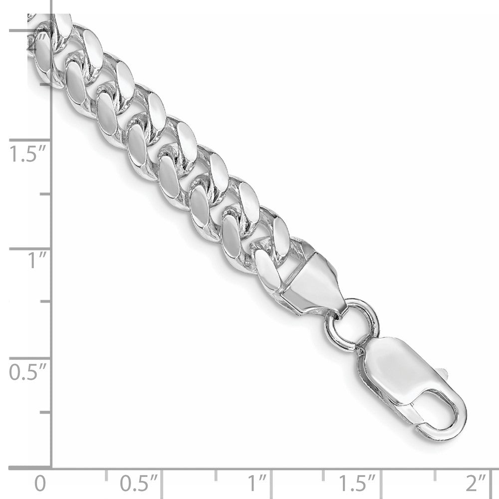 Sterling Silver Rhodium-plated 7.8mm Polished Domed Curb Chain