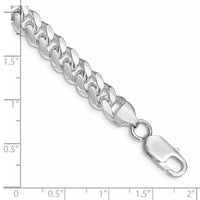Sterling Silver Rhodium-plated 7.8mm Polished Domed Curb Chain