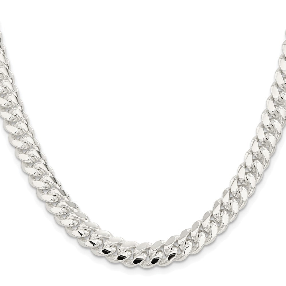 Sterling Silver Rhodium-plated 9mm Polished Domed Curb Chain