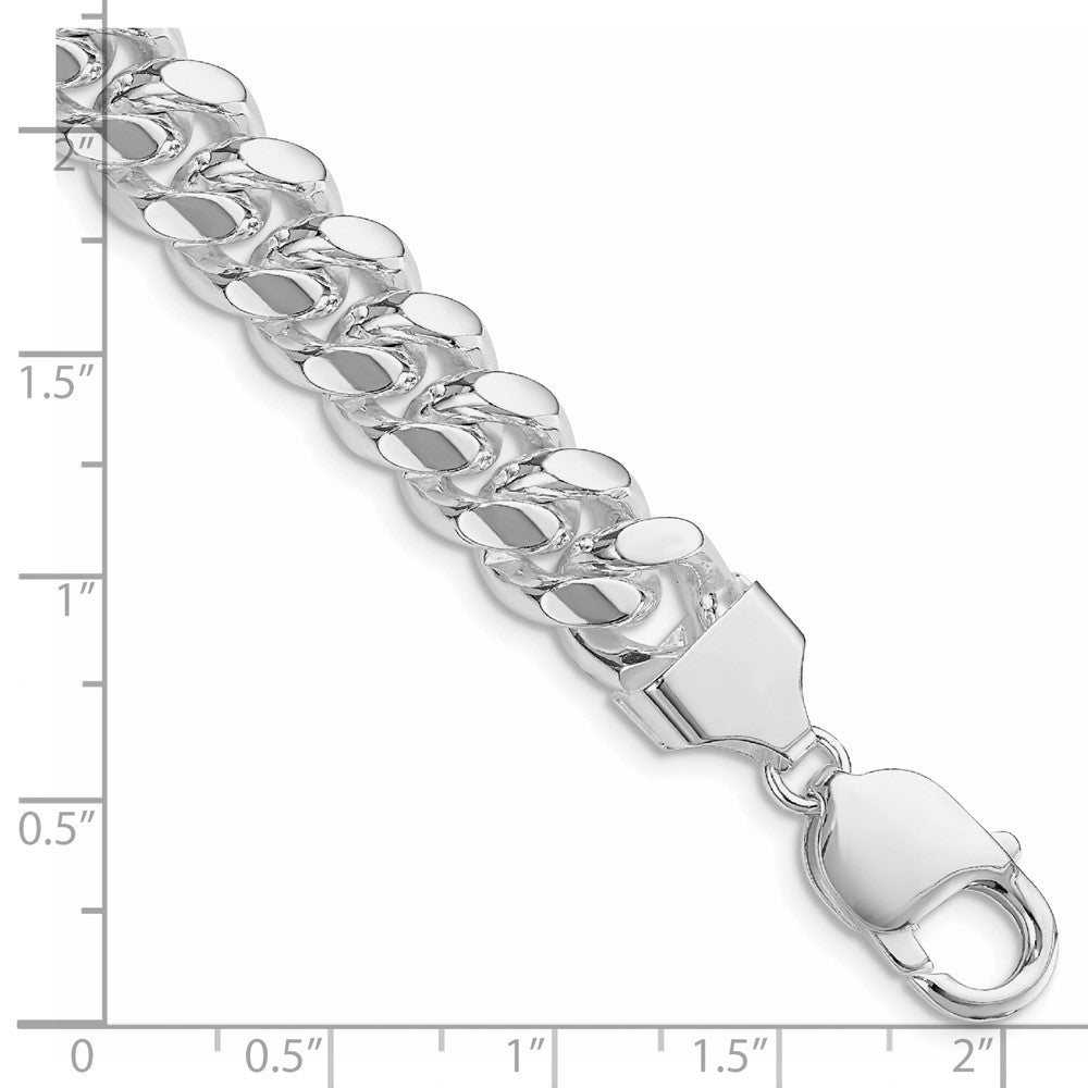 Sterling Silver Rhodium-plated 10.7mm Polished Domed Curb Chain