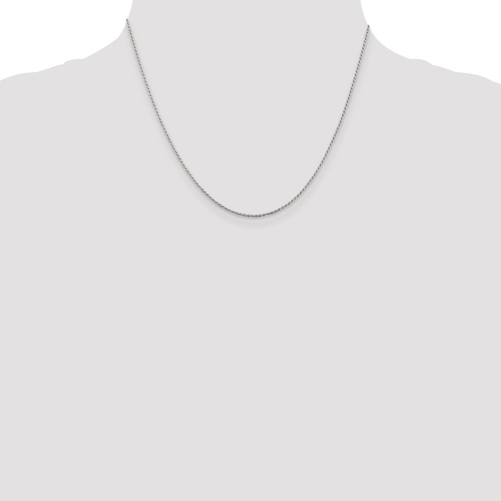 Sterling Silver Rhodium-plated 1.1mm Diamond-cut Rope Chain