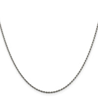 Sterling Silver Rhodium-plated 1.5mm Diamond-cut Rope Chain