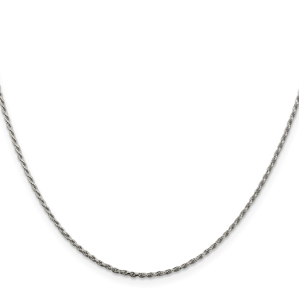 Sterling Silver Rhodium-plated 1.5mm Diamond-cut Rope Chain w/2in ext.