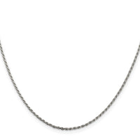 Sterling Silver Rhodium-plated 1.5mm Diamond-cut Rope Chain w/2in ext.