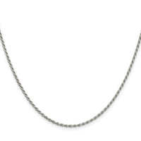 Sterling Silver Rhodium-plated 1.7mm Diamond-cut Rope Chain w/2in ext.