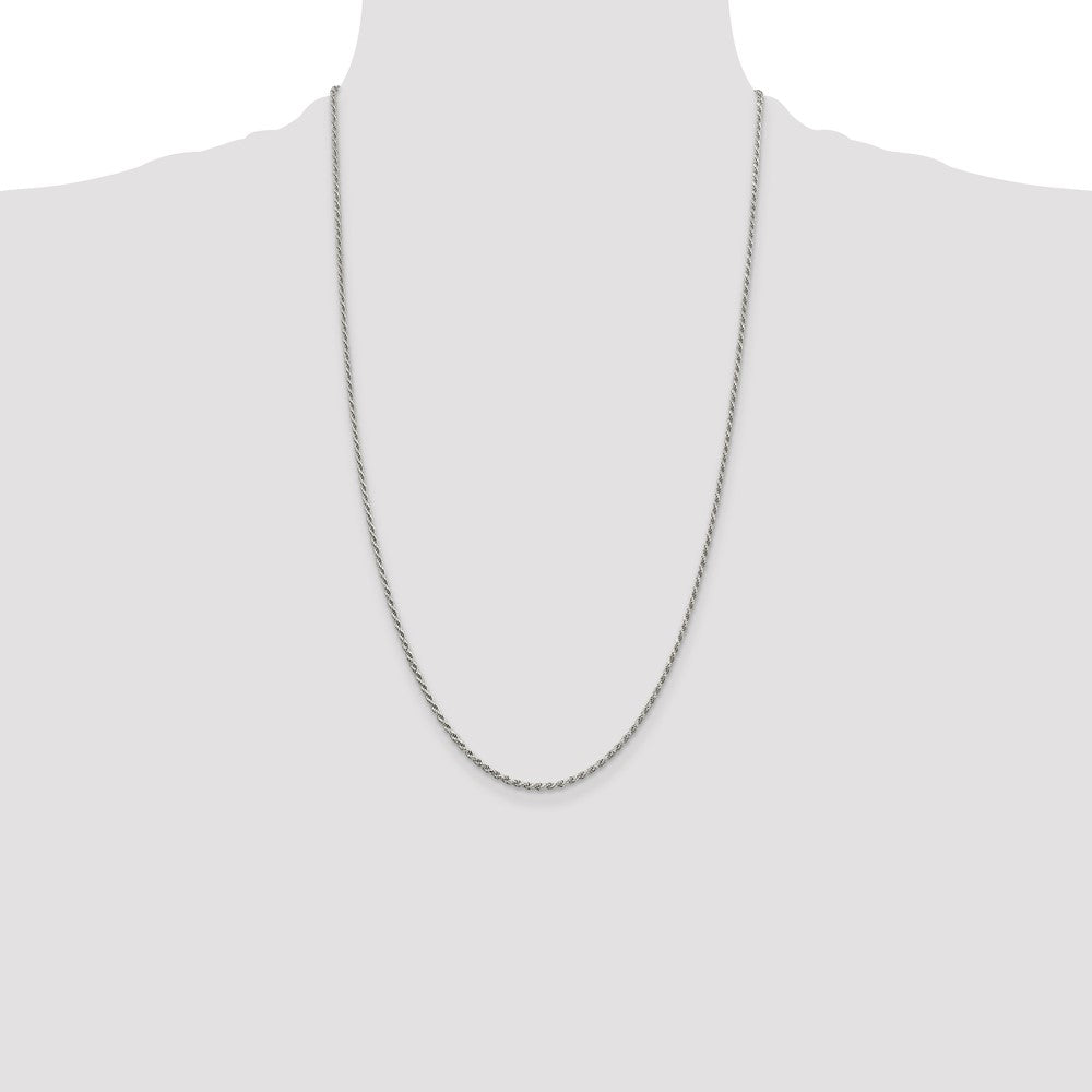 Sterling Silver Rhodium-plated 1.7mm Diamond-cut Rope Chain