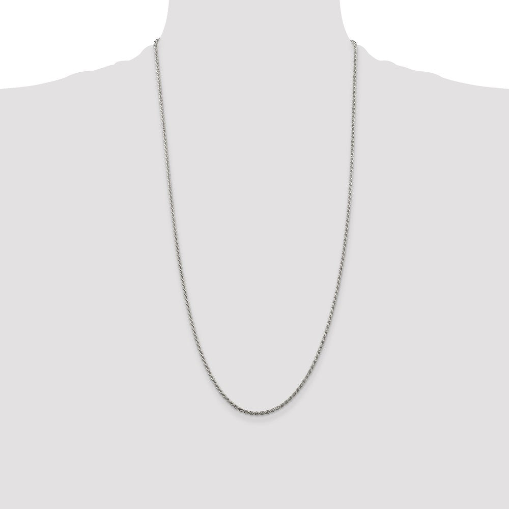 Sterling Silver Rhodium-plated 1.85mm Diamond-cut Rope Chain
