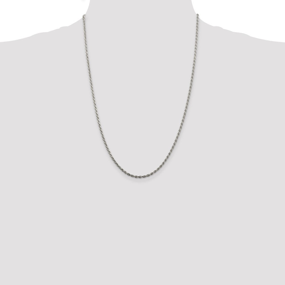 Sterling Silver 2.25mm Diamond-cut Rope Chain