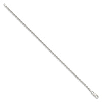 Sterling Silver 2.25mm Diamond-cut Rope Chain Anklet