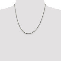 Sterling Silver Rhodium-plated 2.25mm Diamond-cut Rope Chain