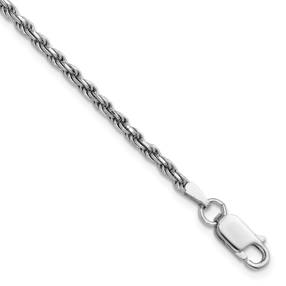 Sterling Silver Rhodium-plated 2.25mm Diamond-cut Rope Chain
