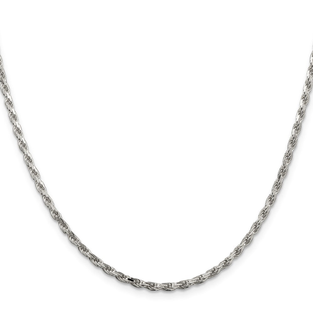 Sterling Silver 2.5mm Diamond-cut Rope Chain w/4in ext.