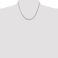 Sterling Silver 2.5mm Diamond-cut Rope Chain w/2in ext.