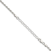 Sterling Silver 2.5mm Diamond-cut Rope Chain w/2in ext.