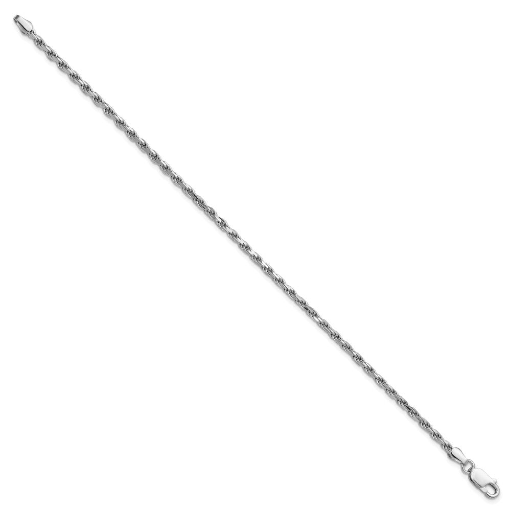 Sterling Silver Rhodium-plated 2.5mm Diamond-cut Rope Chain