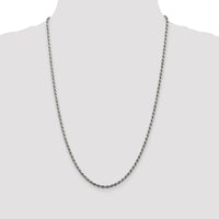 Sterling Silver Rhodium-plated 2.75mm Diamond-cut Rope Chain