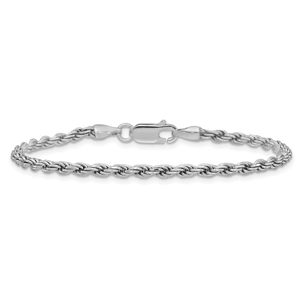 Sterling Silver Rhodium-plated 2.75mm Diamond-cut Rope Chain