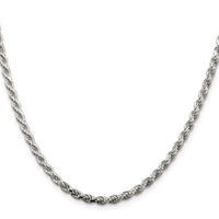 Sterling Silver Rhodium-plated 3.2mm Diamond-cut Rope Chain