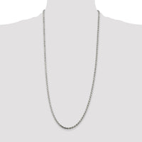 Sterling Silver Rhodium-plated 3.2mm Diamond-cut Rope Chain