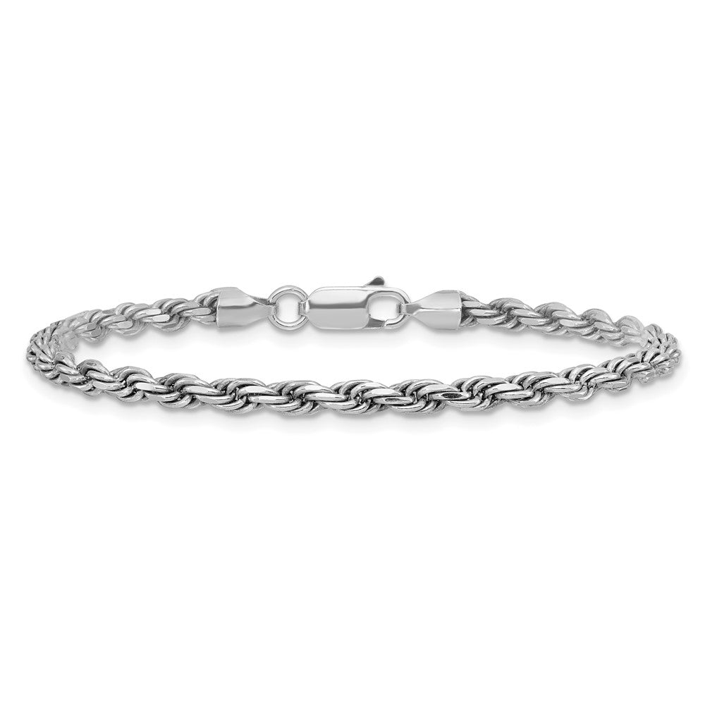 Sterling Silver Rhodium-plated 3.2mm Diamond-cut Rope Chain