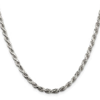 Sterling Silver 3.75mm Diamond-cut Rope Chain