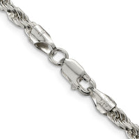 Sterling Silver 3.75mm Diamond-cut Rope Chain