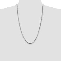 Sterling Silver Rhodium-plated 3.75mm Diamond-cut Rope Chain