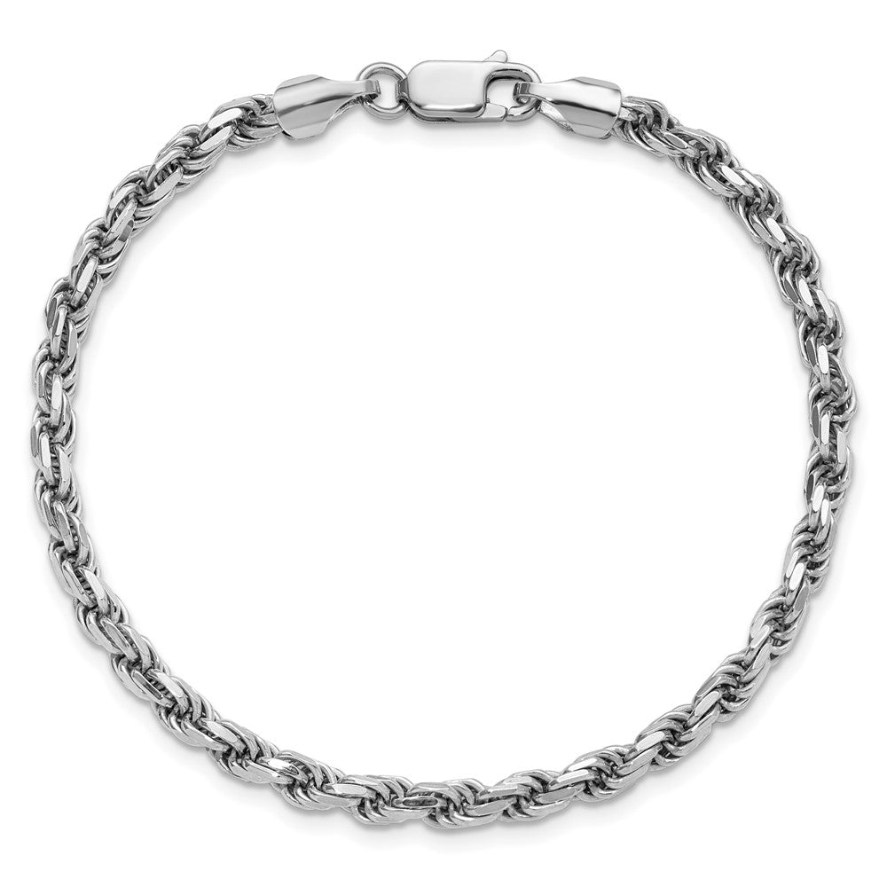 Sterling Silver Rhodium-plated 3.75mm Diamond-cut Rope Chain