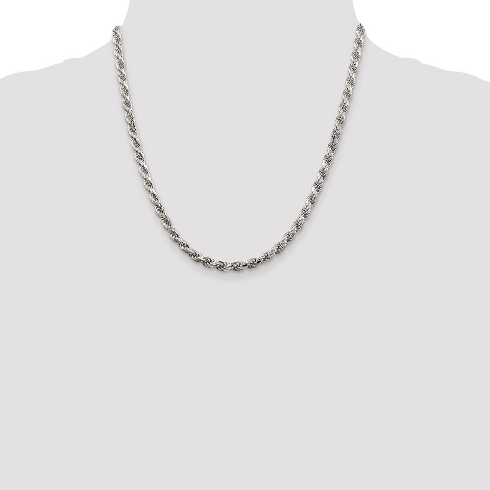 Sterling Silver 4.6mm Diamond-cut Rope Chain